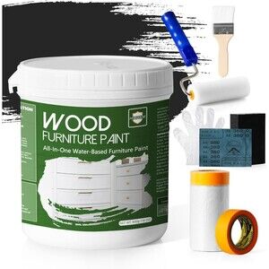Furniture Wood Paint 16 Oz Black for Cabinets , Doors, Refinishing Water Based